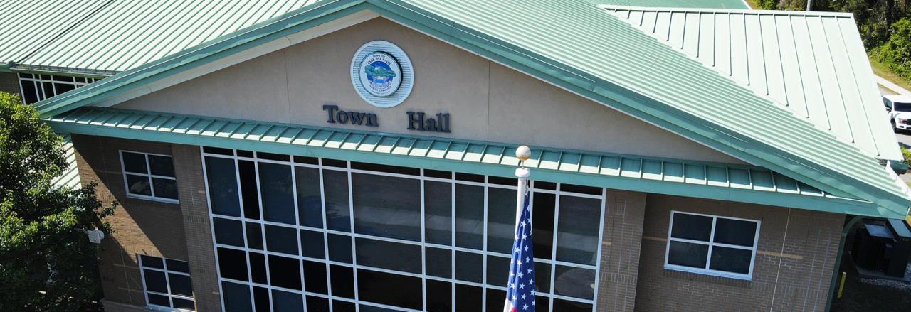 Aerial view overhead of the Town Hall