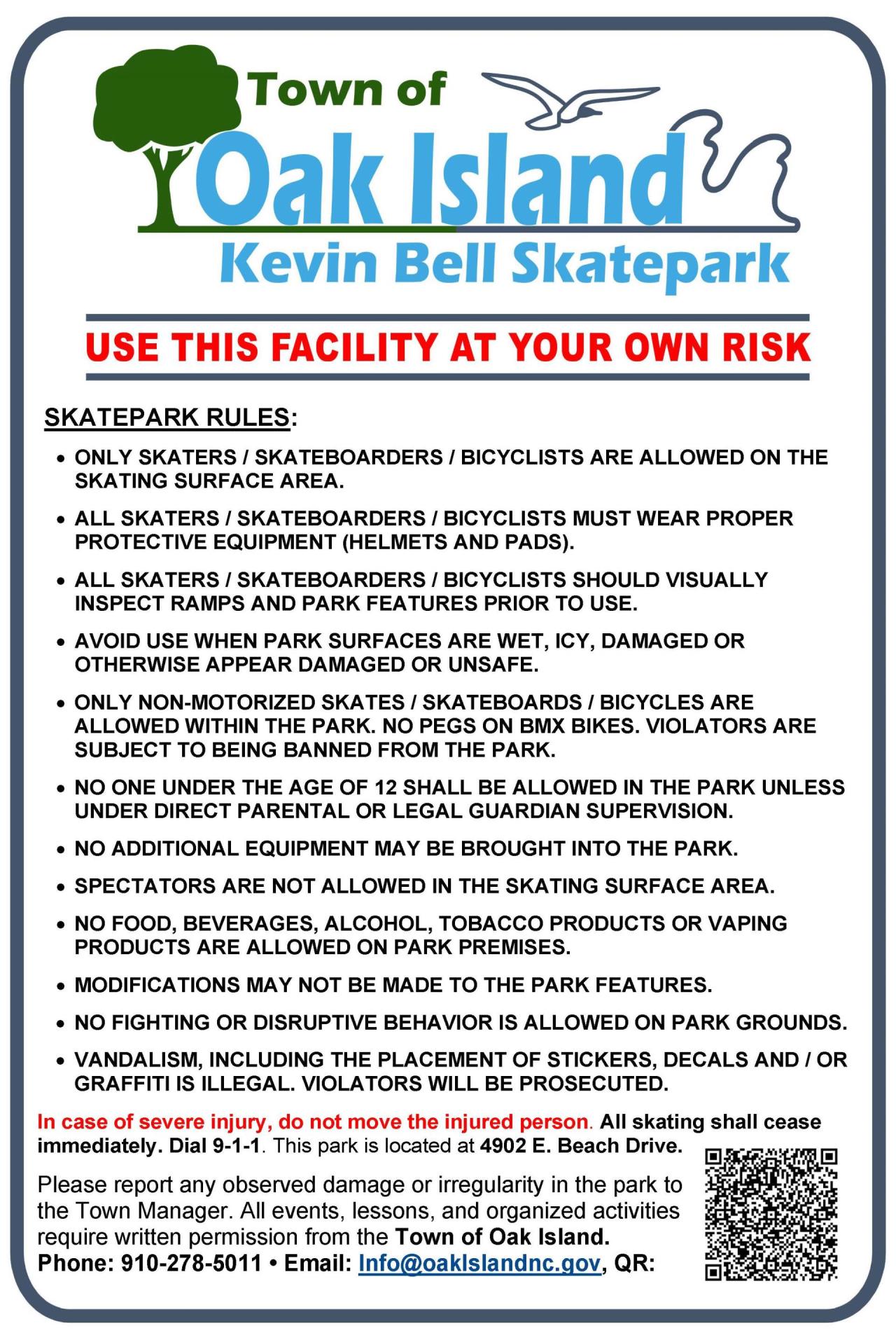 Skatepark Rules Signage