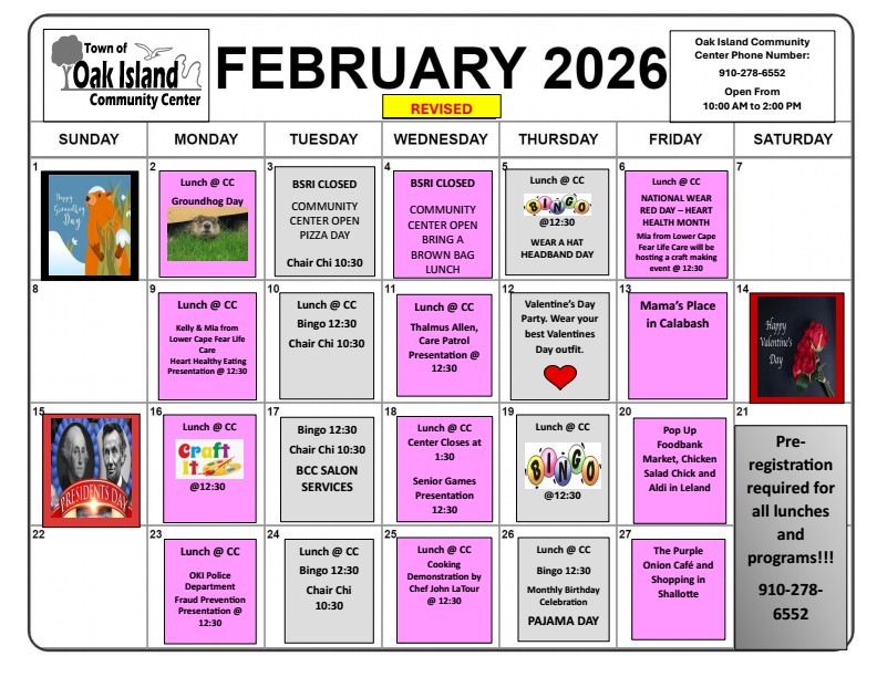 Community Center Calendar