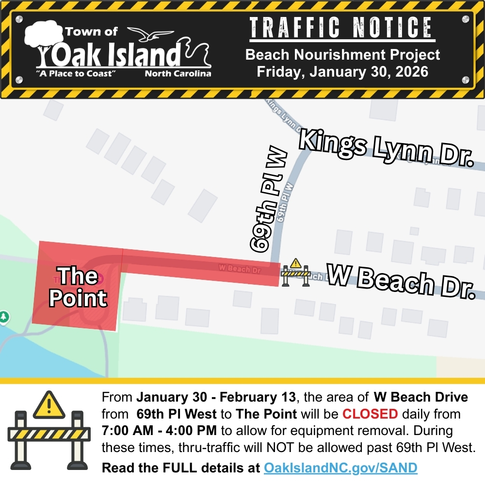 Portion of W Beach Drive to CLOSE Daily for Beach Nourishment Demobilization